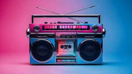 Fototapeta premium vibrant vintage Boombox 3D illustration
