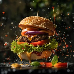 Gourmet Cheeseburger,  AI-generated image
