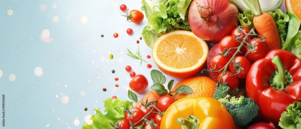 Leinwandbilder abstract collection of colorful vegetables, exploding in an empty background with a light effect, su