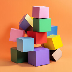 Obraz premium image of a bunch of three dimensional blocks in various colors but of the same tonal spectrum