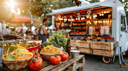 Vibrant Food Truck Delights Music Festival Goers with Healthy Fare