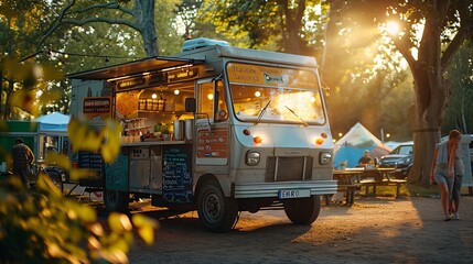 Obraz premium Fresh and Healthy Eats: Food Truck Delights at Music Festival