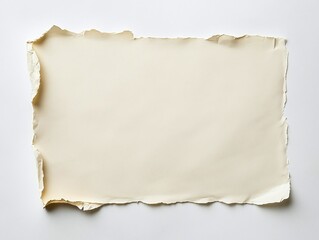 cream paper with torn edge mockup on white background