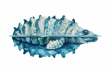 Fototapeta premium Minimal watercolor illustration of a sea cucumber