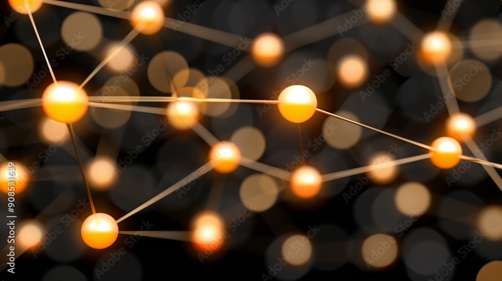 Poster background of a bunch of yellow dots connected by lines