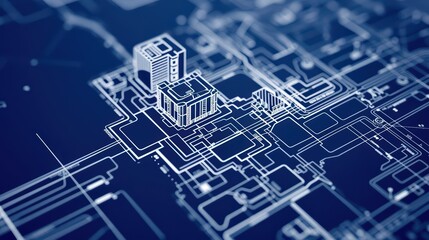 Strategic planning concept depicted as a futuristic cityscape blueprint