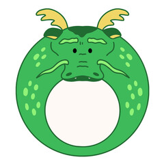 Cute name label,sticker name tag of Dragon  cartoon animal character design vector illustration. Isolated on Transparent Background