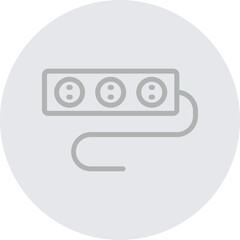 Power Strip Vector Line Grey Circle Grey