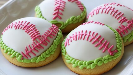 Softball cookies with personalized names in icing, customizable and special