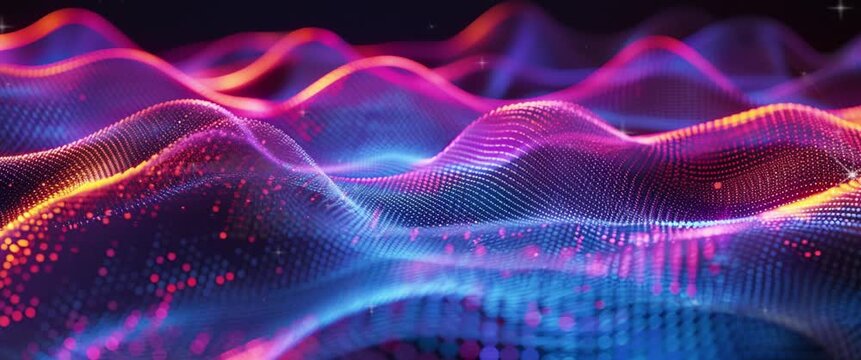 Motion Picture of Digital Particles of 3D Wavey Dots and Lines