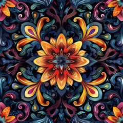 Intricate Floral Design in Vibrant Hues