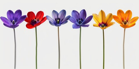 Collection of 2D and 3D Vector Flat Abstract Minimalistic Art of Flowers and Meadow Isolated on a White Background