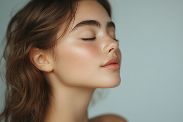 Fototapeta premium A close up of a girl's face with her eyes closed