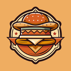 hamburger logo vintage western realistic vector illustration