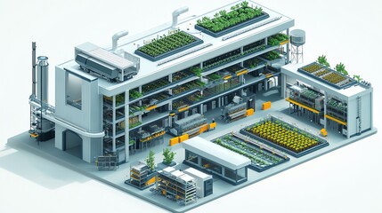 Modern Vertical Farm Illustration.
