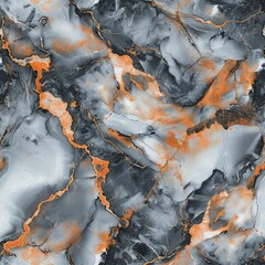 Abstract Marble Texture in Black, White, and Orange