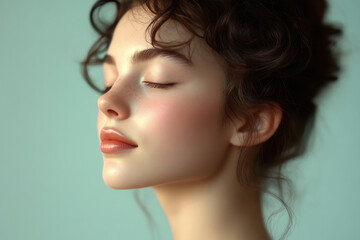Fototapeta premium A close up of a girl's face with her eyes closed