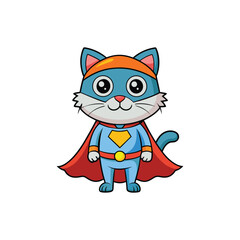 Super cat cartoon vector illustration for Halloween design, perfect for festive concepts.