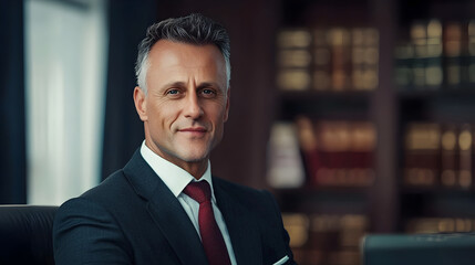 Fototapeta premium Confident Corporate Executive in Formal Attire Contemplating Business Strategies