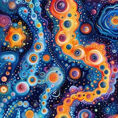 Abstract Colorful Swirls and Dots