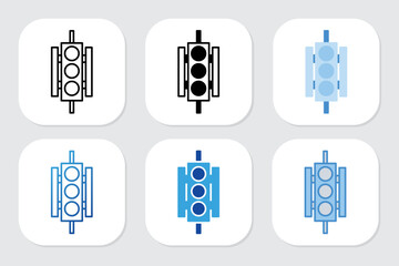 traffic lamp icons with various design styles	