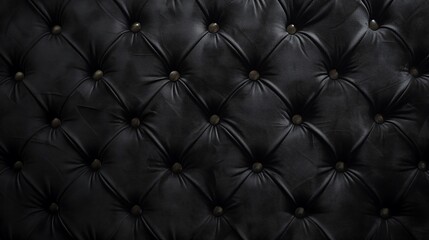 Fototapeta premium Timeless Elegance: A Luxurious Black Leather Upholstery Adorned with Intricate Button Tufting.時を超えるエレガンス 複雑なボタンスタッズで飾られた高級感のある黒革張り.Generative AI