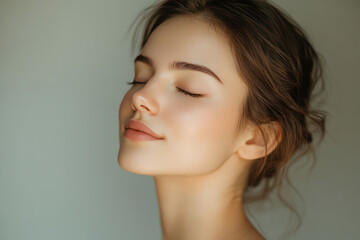 Fototapeta premium A close up of a girl's face with her eyes closed