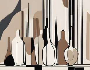 Morandi abstract irregular lines with background