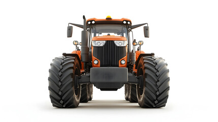 Obraz premium Powerful Orange Tractor Plowing Agricultural Field in Rural Landscape