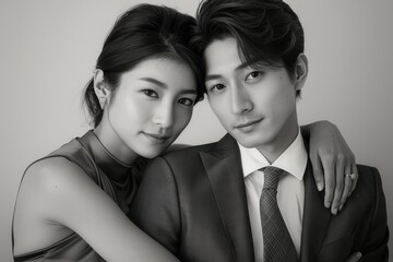 Fototapeta premium ポーズをとる大人カップルの写真（婚活・夫婦・恋人・結婚記念日・ポートレート・インスタ映え）