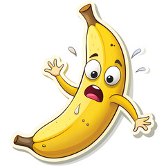 Funny Banana Cartoon Character on transparent background