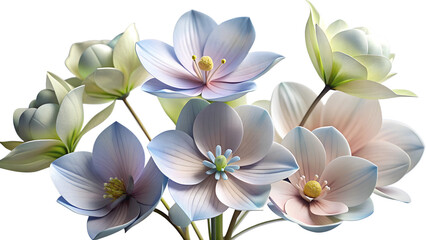 Dreamy Pastel Flower Bouquet on transparent background