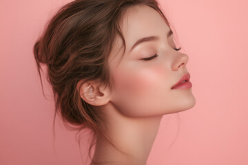 Fototapeta premium A close up of a girl's face with her eyes closed