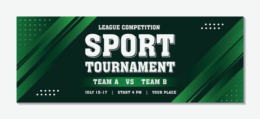 Green sport tournament event modern geometric background banner design