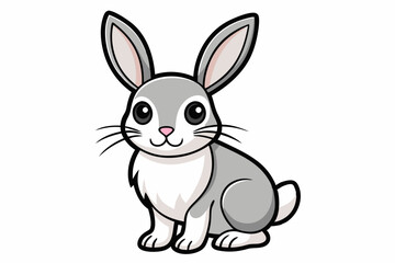 Coloring page rabbit with white back ground and black outline vector art illustration