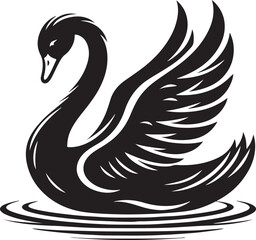 Swan silhouette vector. black and white