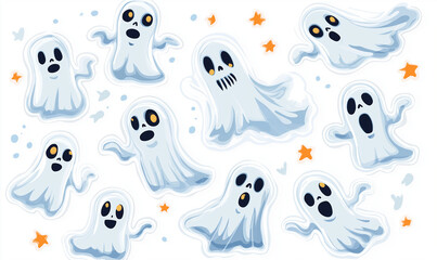 Ghost stickers on it, vector white background