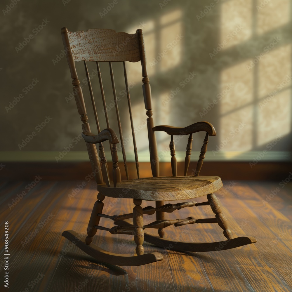 Sticker A rocking chair is sitting on a wooden floor