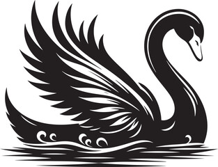 Swan silhouette vector. black and white