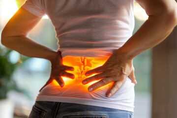 A person holding their lower back in pain, highlighting the discomfort caused by scoliosis