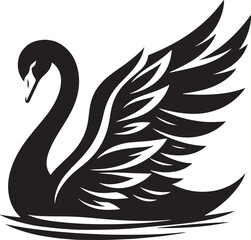 Swan silhouette vector. black and white