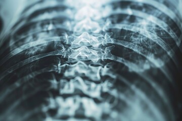 Detailed image of an X-ray showing a spine with scoliosis curvature