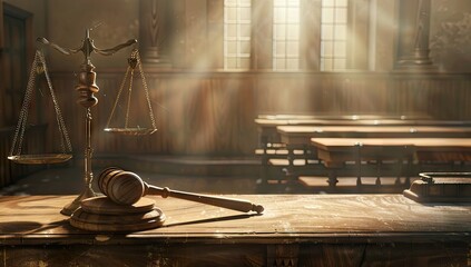Obraz premium Scales of Justice in a Courtroom Setting