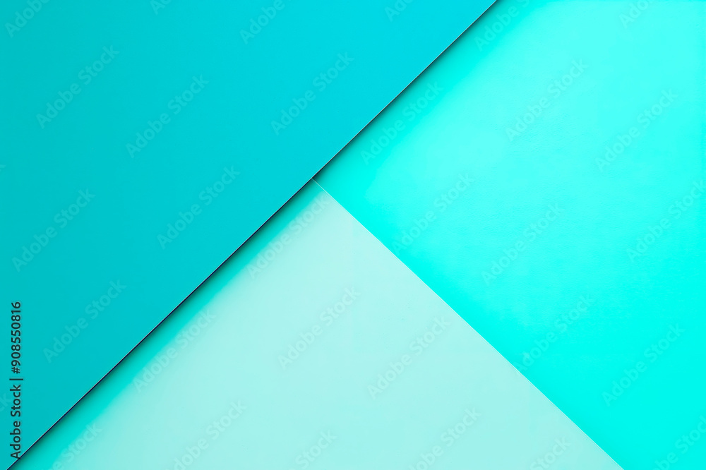 Poster a geometric diagonal split between turquoise and light blue, minimalist design on a plain background