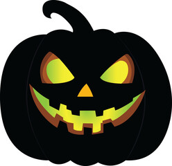Halloween pumpkin with candle inside on transparent background, Halloween Pumpkin Icon.