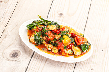 Chicken with tomato and spinach
