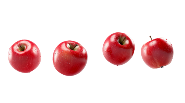 Apples levitating in the air isolated on a transparent background