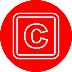 C Capital Alphabet Vector Line White Circle Red