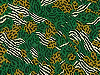 Leopard and zebra animal mix skin pattern seamless design