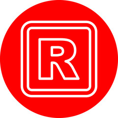 R Capital Alphabet Vector Line White Circle Red